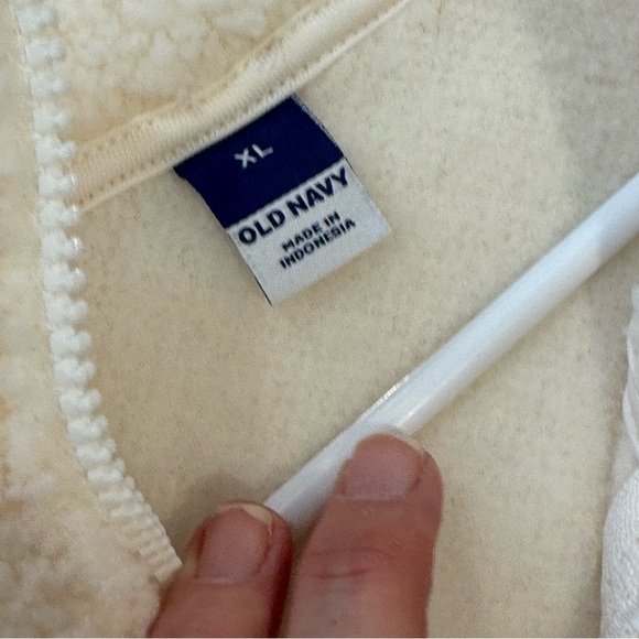 Old Navy Women’s Sherpa Teddy Jacket Fuzzy Fleece Coat Zip Up Ivory XL - Picture 7 of 16